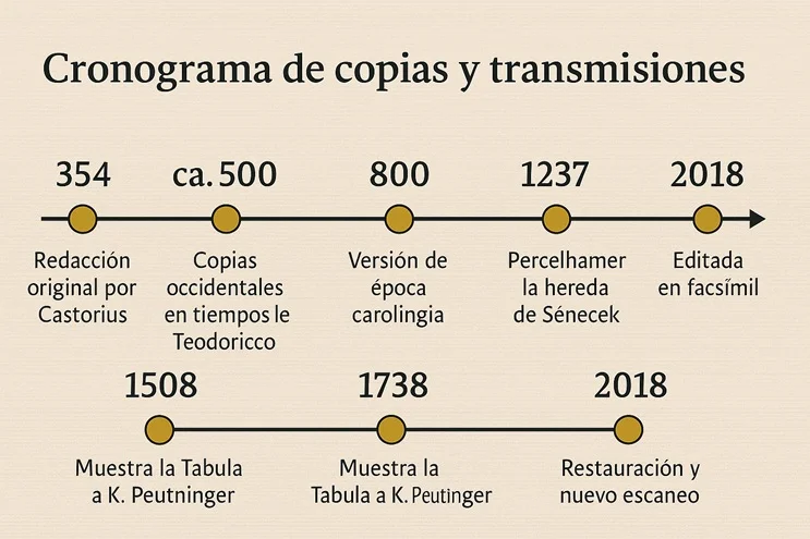 Cronograma de copias y transmisiones de la Tabula Peutingeriana.