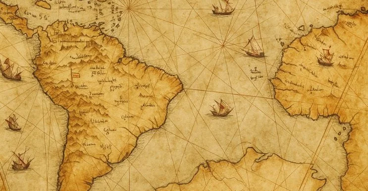 Mapa de Piri Reis con la costa antártica sin hielo