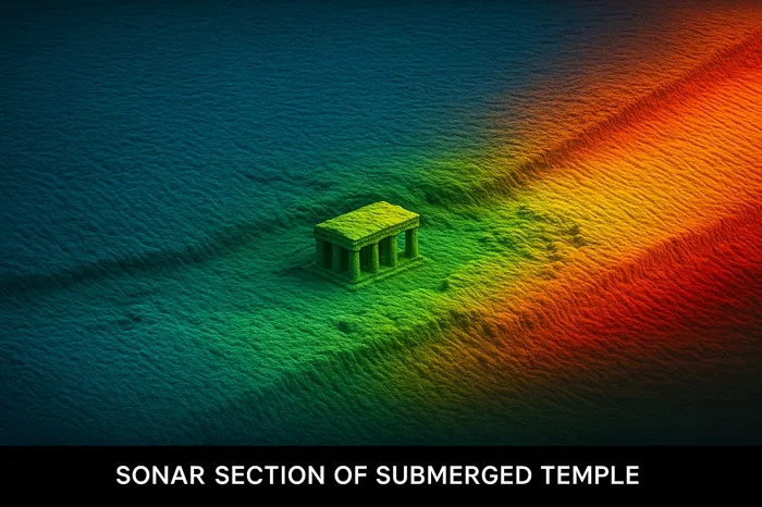 Sección sonar del templo solar sumergido en el golf