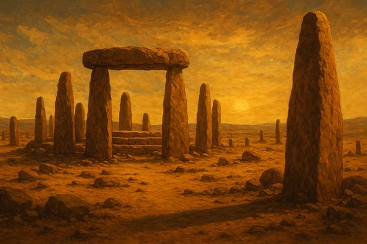 Círculo de piedra en Nabta Playa, desierto nubio, con alineaciones astronómicas previas al Antiguo Egipto