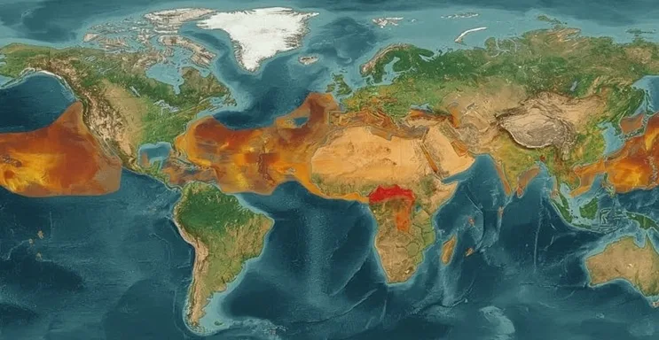 Representación de placas tectónicas en el océano Índico según teorías científicas sobre Lemuria.