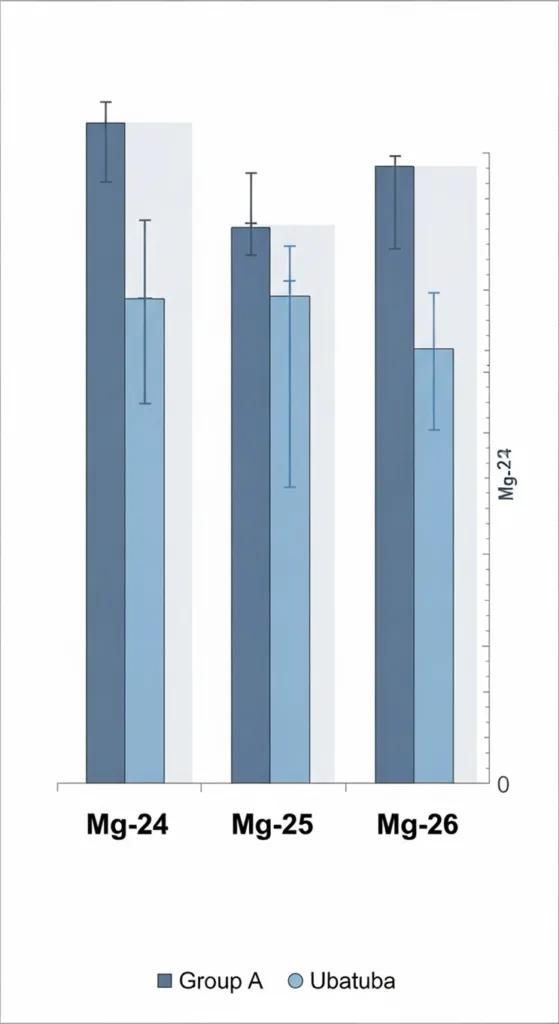 Comparativa visual de relaciones isotópicas del magnesio dentro de rangos terrestres.