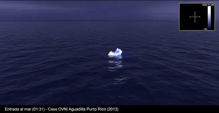 fotograma flir del ovni aguadilla puerto rico entrando al mar sin salpicadura (01:31)