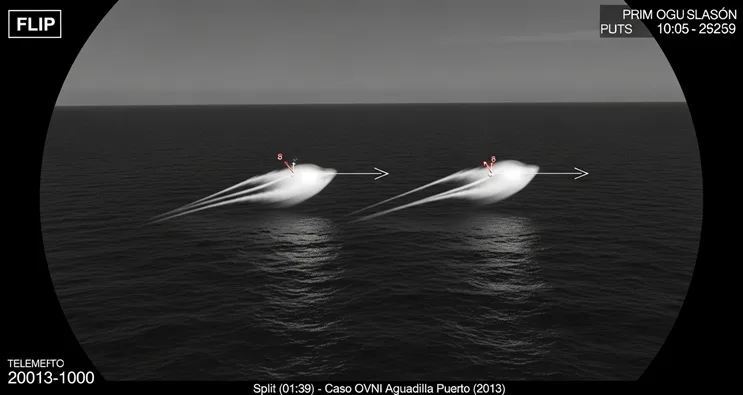 imagen infrarroja del ovni aguadilla puerto rico mostrando split en dos objetos (01:39)
