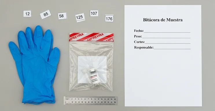 kit de cadena de custodia para muestras de posible metamaterial ovni con bolsa evidencia guantes y bitácora